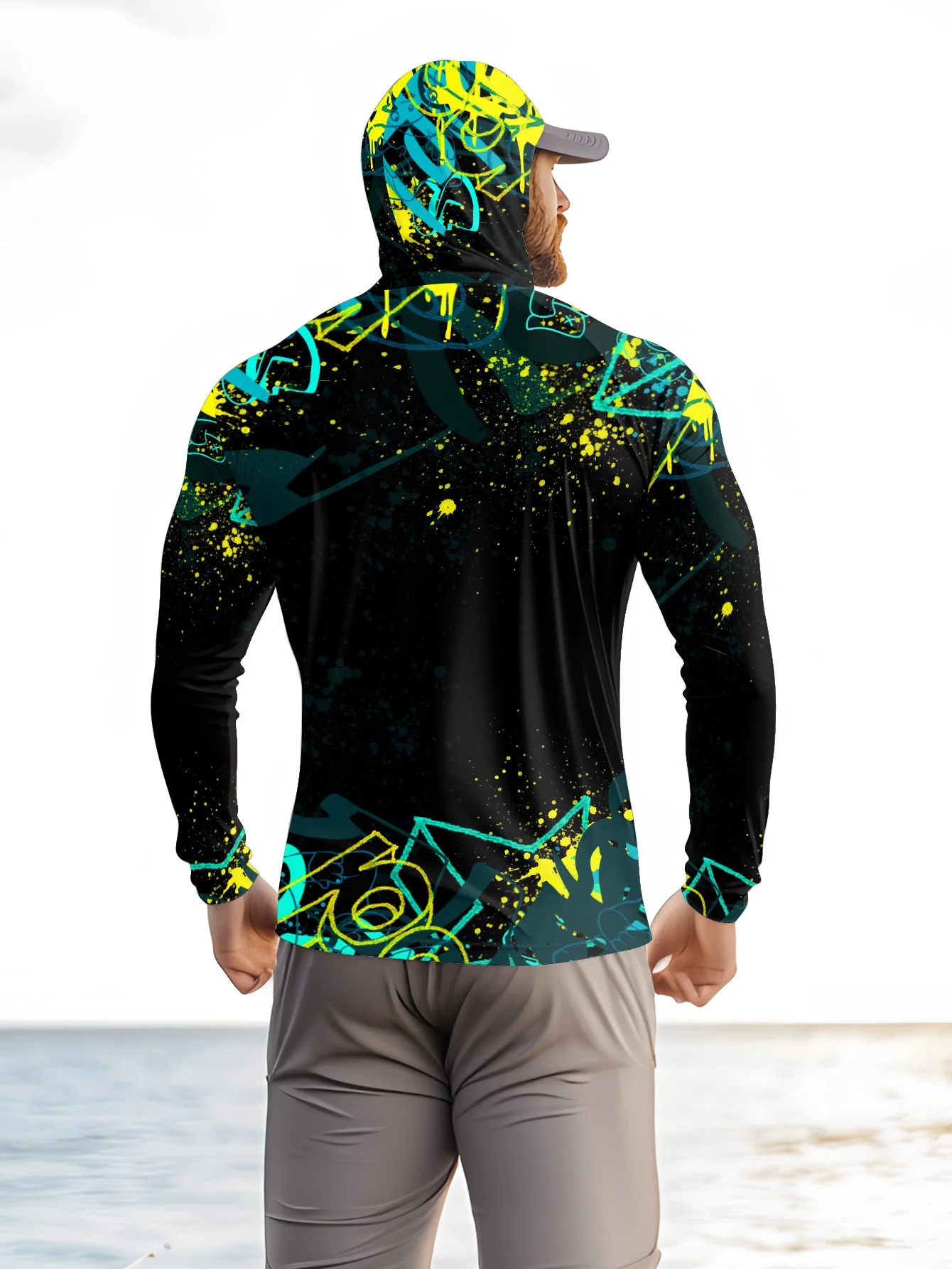 Men UPF50+ Fishing Hoodie With - Fishing Mask Sun Protection 评论和价格