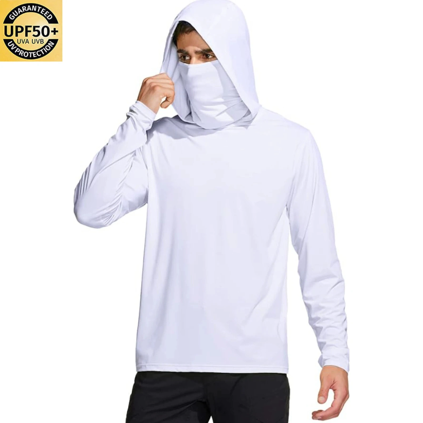Men Solid Color Hooded Fishing - Fishing Shirt Uv Protection 评论和价格