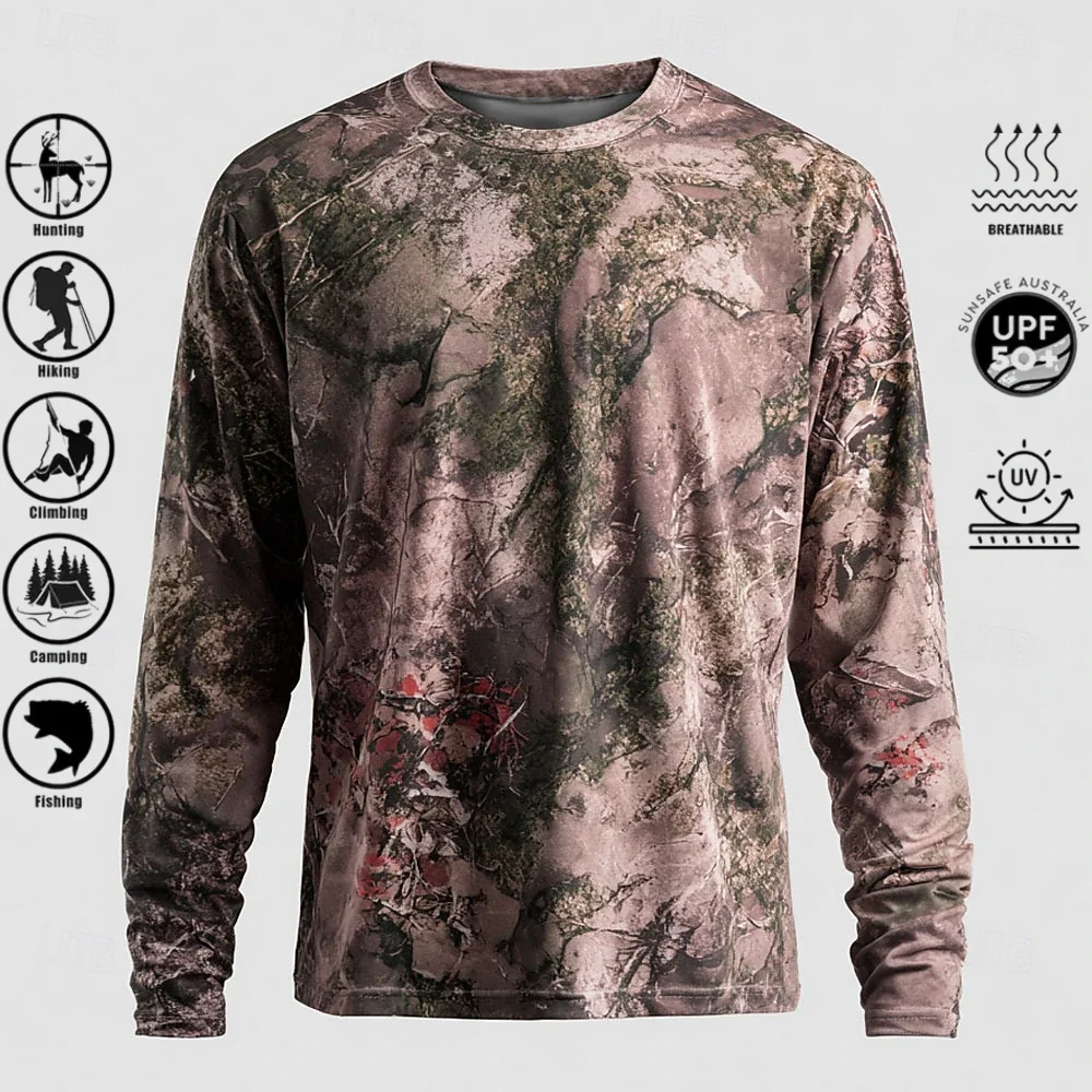 Men Long Sleeve T-shirt Polyes - Fishing Shirt Uv Protection 评论和价格
