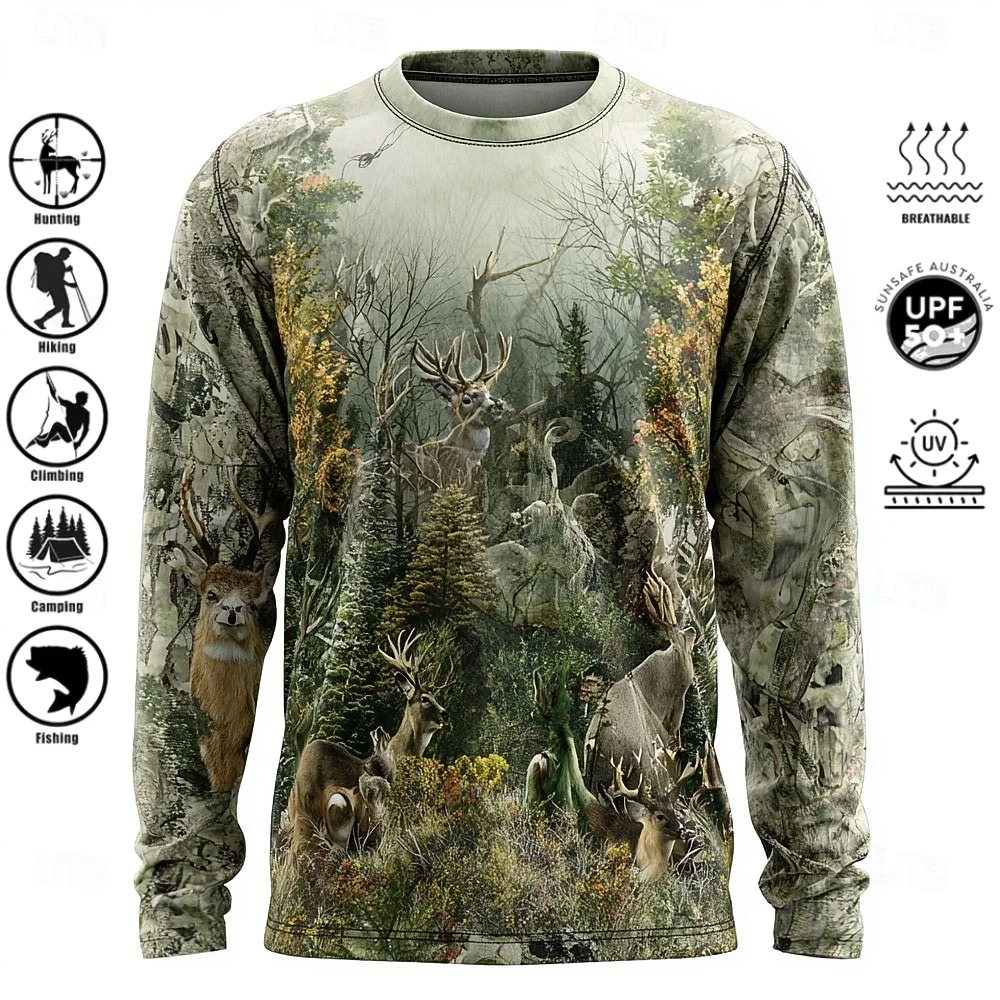 Men Long Sleeve T-shirt Polyes - Fishing Shirt Uv Protection 评论和价格