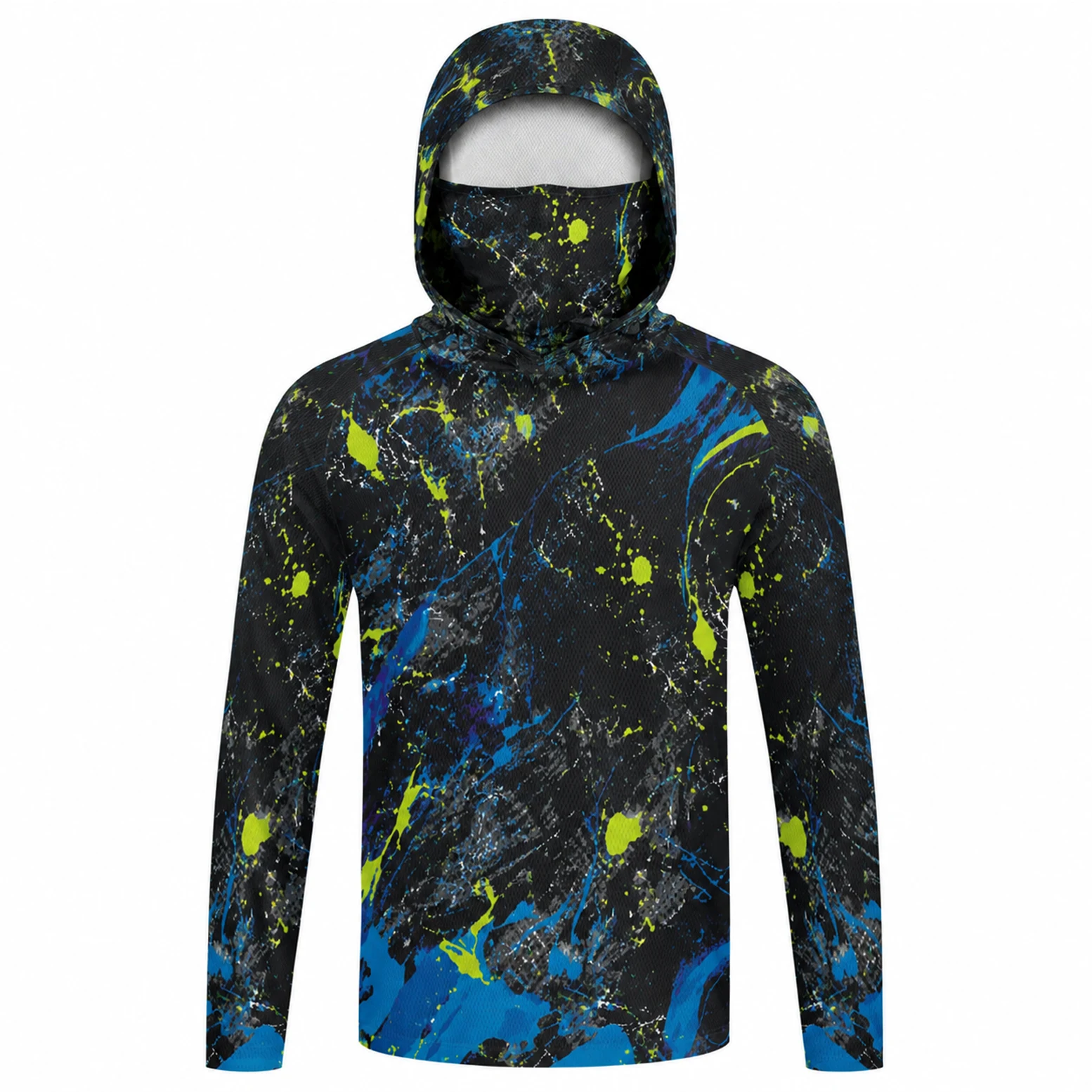 Men Hooded Fishing Shirt Long  - Fishing Mask Sun Protection 评论和价格