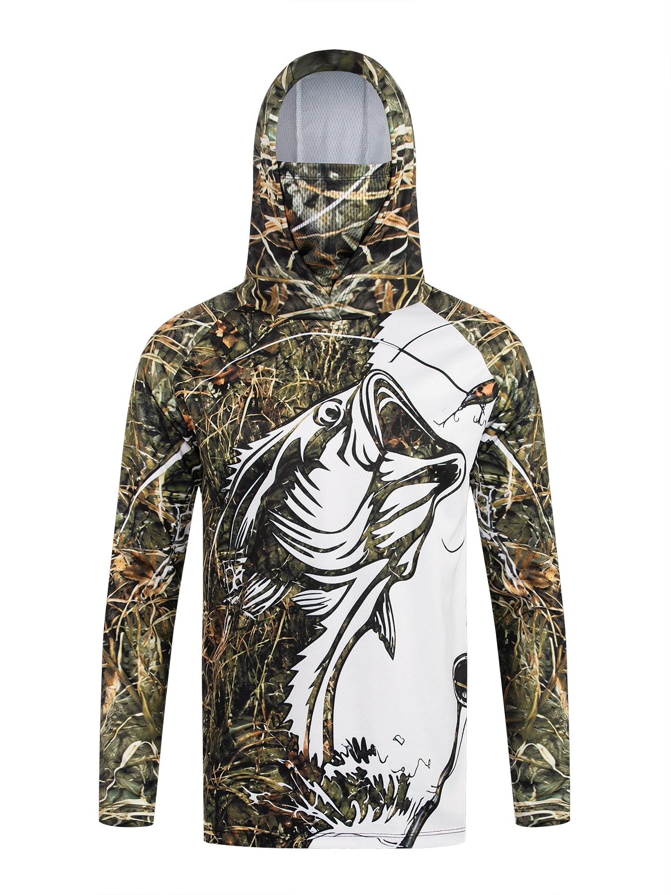 Men Hooded Fishing Shirt Long  - Fishing Mask Sun Protection 评论和价格